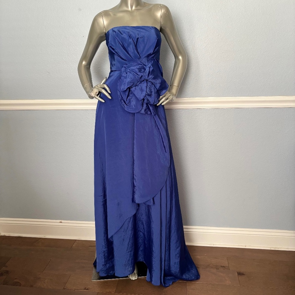 Muse by Marchesa Dress Strapless Bluebell Rosette Agean Organza NWT 0